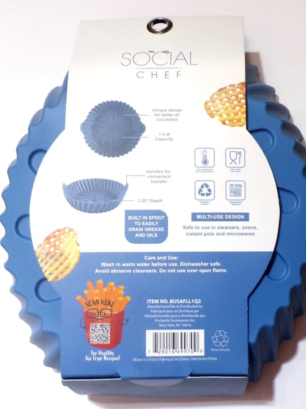 Social Chef Silicone Air Fryer Accessory Kit (2-Piece Set)
